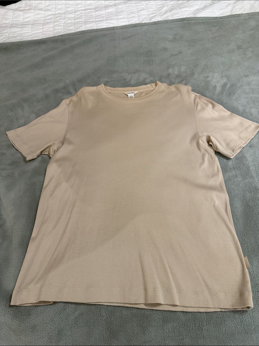 Calvin Klein Beige Crew Neck Short Sleeve Tee